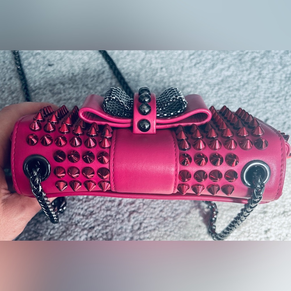 Christian Louboutin Pink Studded Clutch or Crossbody Bag - Picture 8 of 11